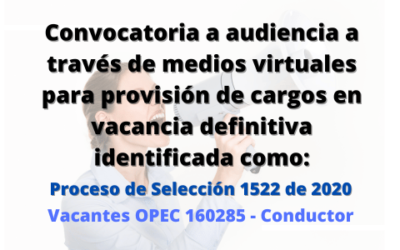 Convocatoria a audiencia a través de medios virtuales