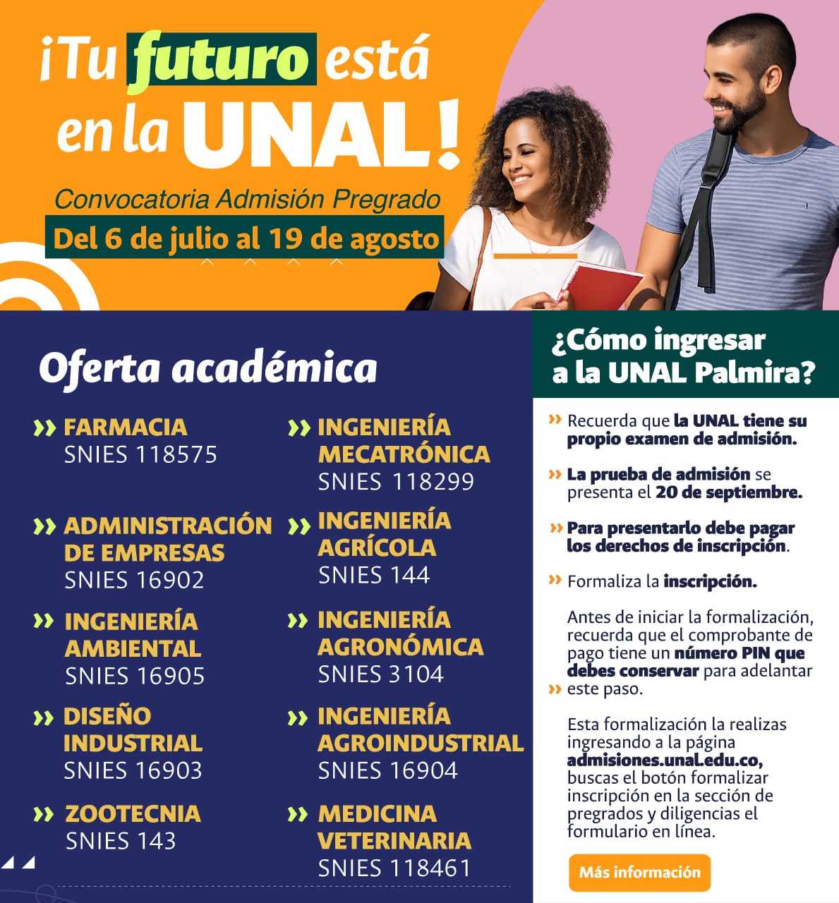 Convocatoria de admisiones – Universidad Nacional