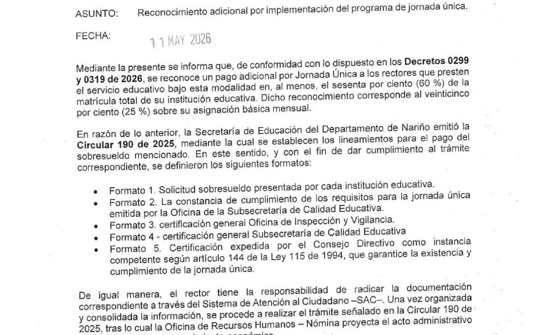 CIRCULAR 066 DEL 11 DE MAYO DEL 2026