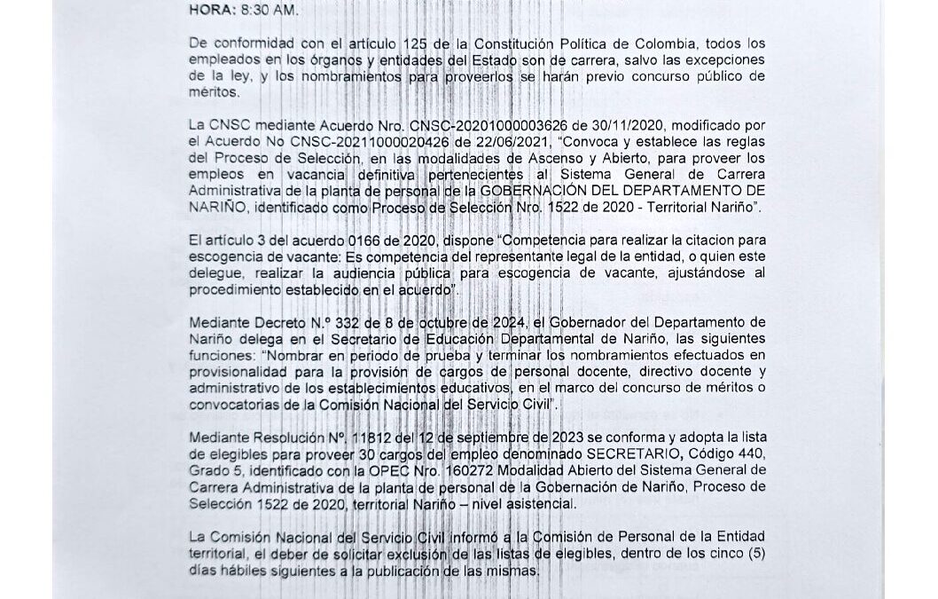 CITACION USO DE LISTA OPEC 160272