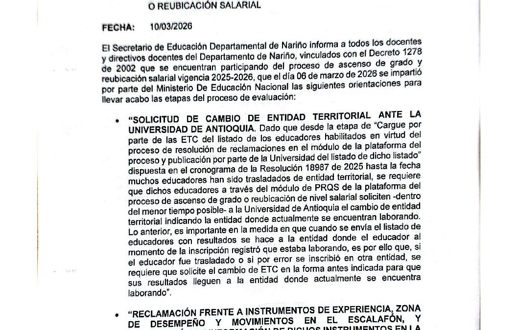 COMUNICADO 010 DEL 10 MARZO 2026