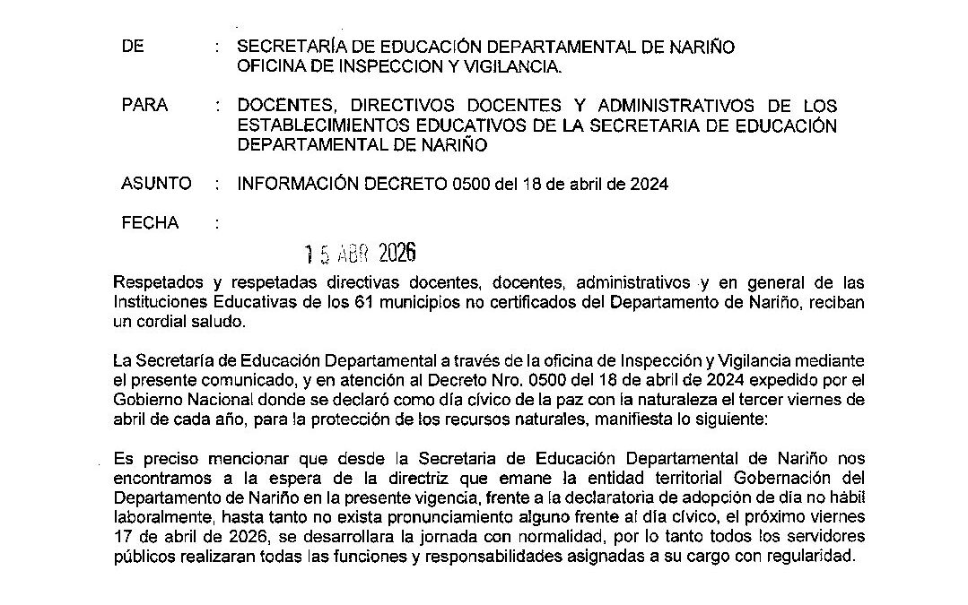 COMUNICADO 018 DEL 15 ABRL 2026