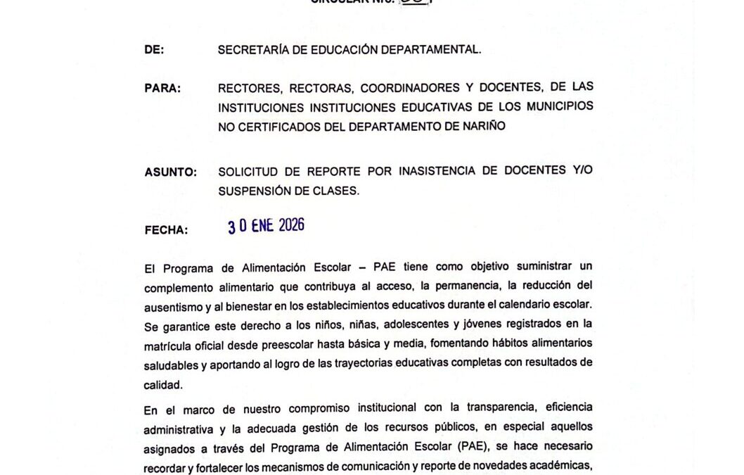 Circular 007 del 30 de Enero de 2026