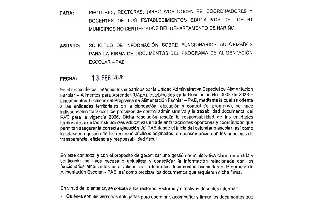 Circular #014 Firma de Documentos PAE