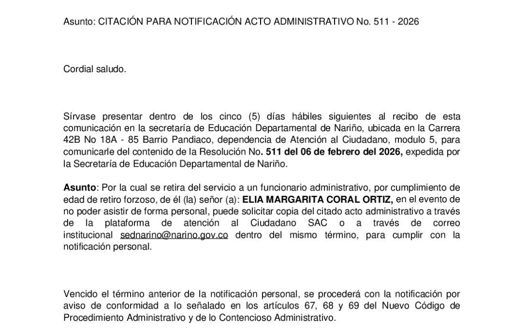 Citacion resolucion No. 511