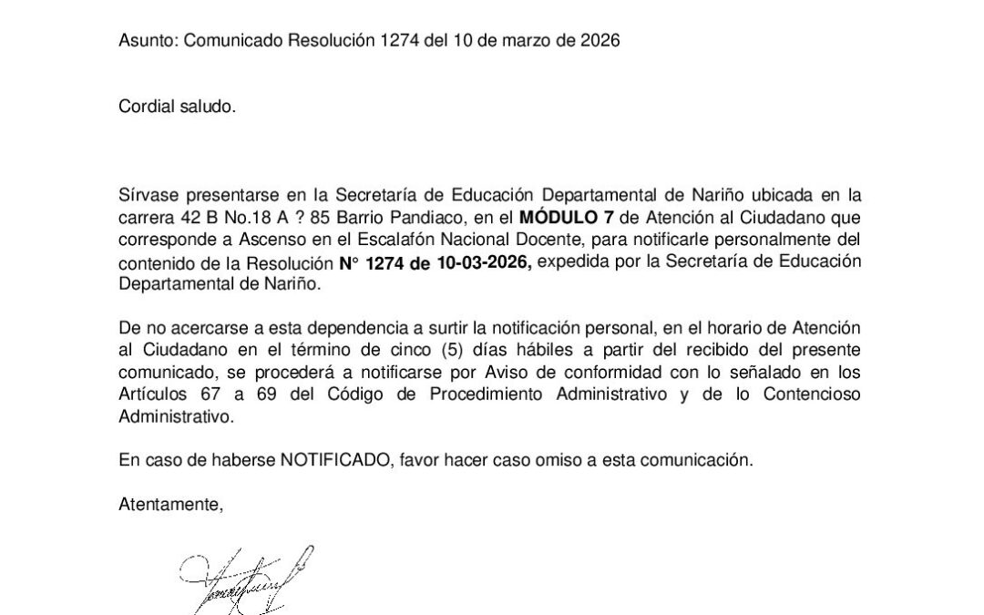 Comunicado Resolución 1274 del 10 de marzo de 2026_Johana Maria Escobar Escobar