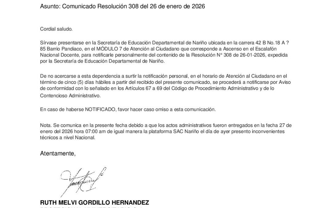 Comunicado Resolución 308 del 26 de enero de 2026_Dayra Muñoz Guerrero
