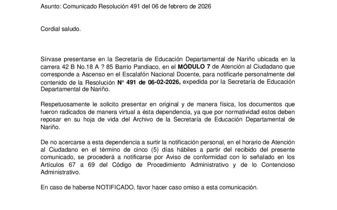 Comunicado Resolución 491 del 06 de febrero de 2026_Olga Alicia Patiño Bonilla
