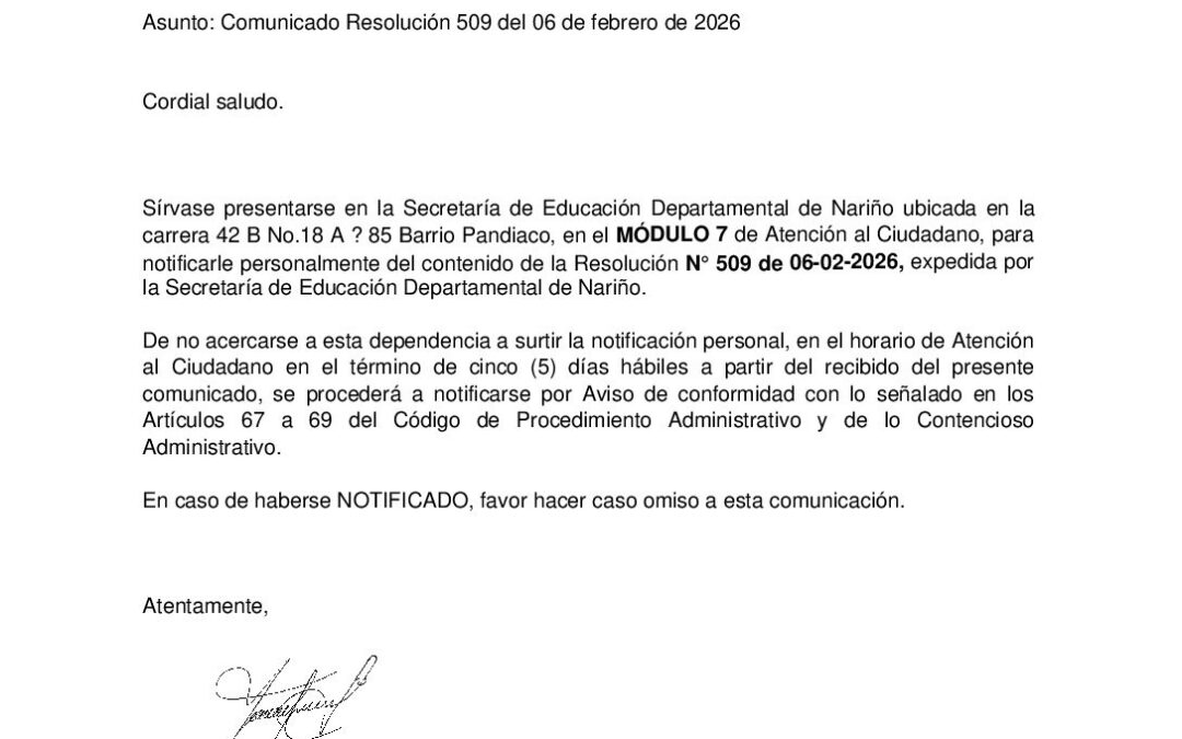 Comunicado Resolución 509