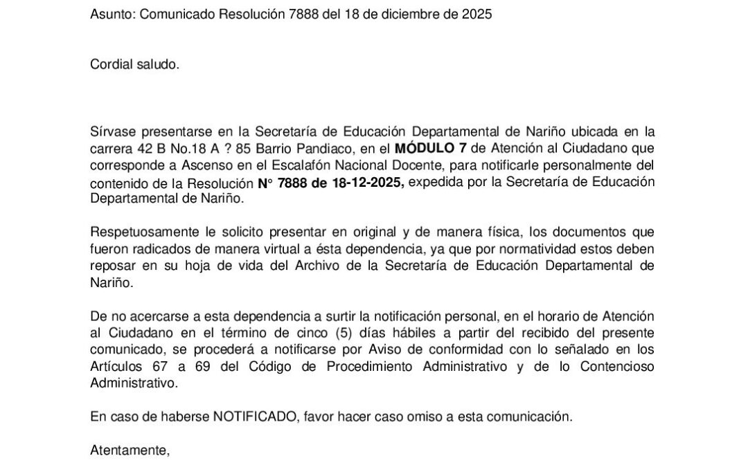 Comunicado Resolución 7888 del 18 de diciembre de 2025_Pedro Nel Gongora Hurtado
