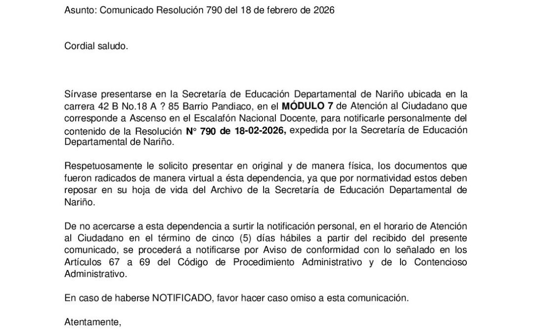 Comunicado Resolución 790 del 18 de febrero de 2026_Yasmin Chenil Vasquez Quiñones