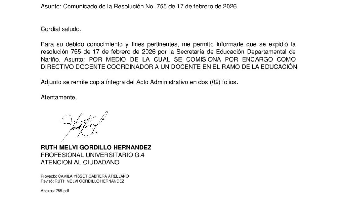 Comunicado de la Resolución No. 755