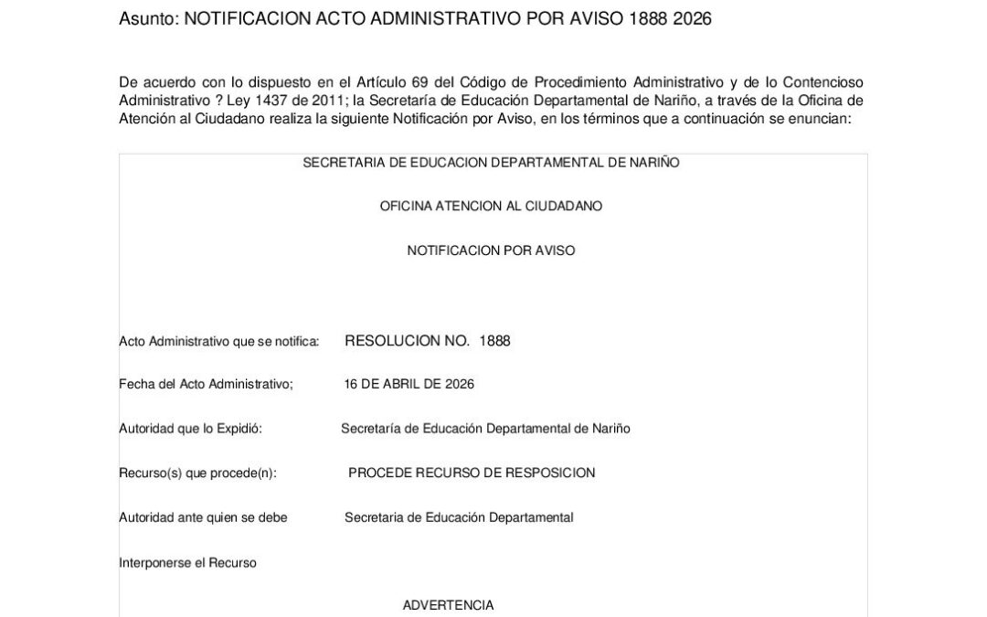 NOTIFICACION POR AVISO RESO 1888 16 AB 2026