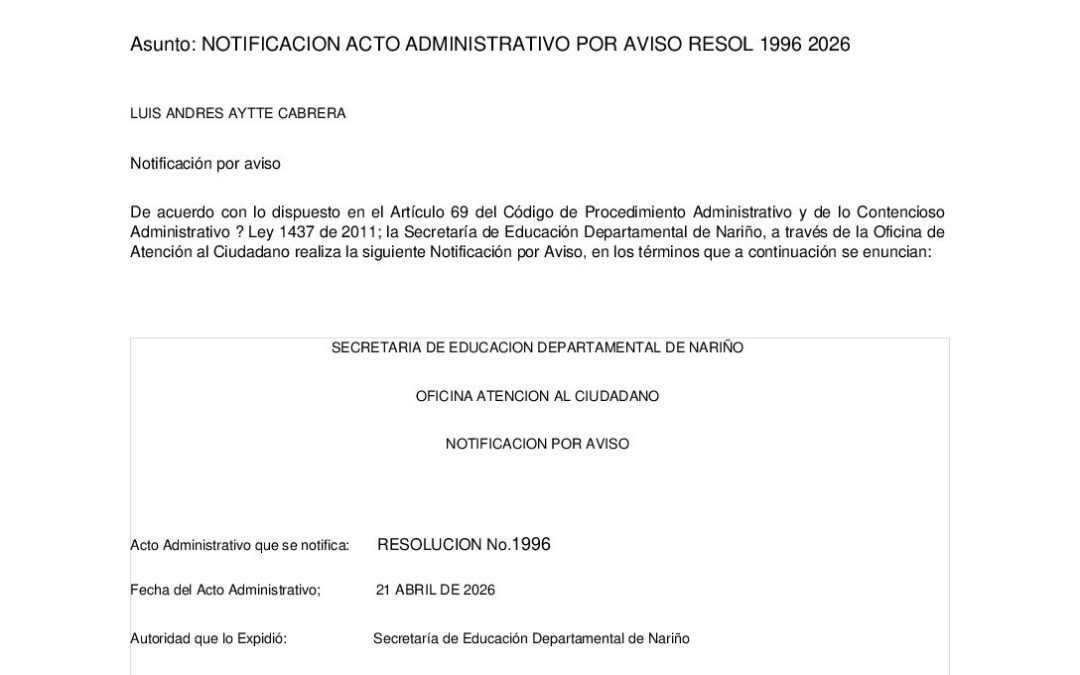 NOTIFICACION POR AVISO RESO 1996 21 AB 2026