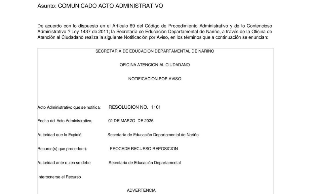 NOTIFICACION POR AVISO RESOL 1101 02 MAR 2026