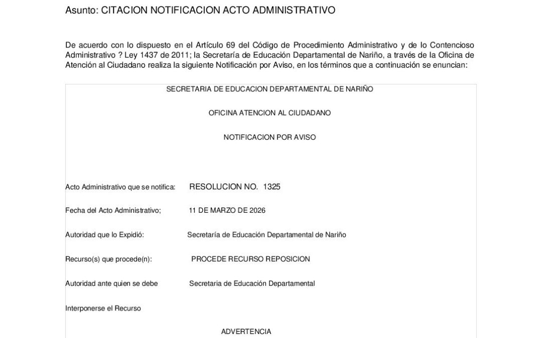 NOTIFICACION POR AVISO RESOL 1325 11 MAR 2026