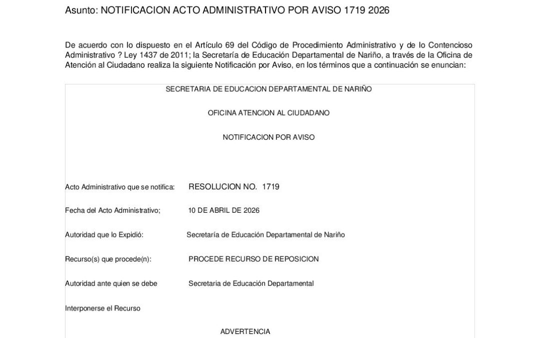 NOTIFICACION POR AVISO RESOL 1719 10 AB 2026