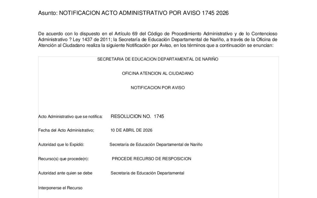 NOTIFICACION POR AVISO RESOL 1745 10 AB 2026