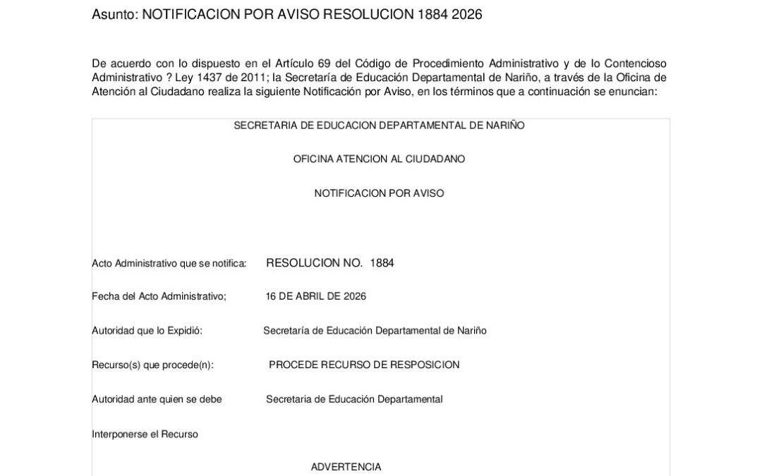 NOTIFICACION POR AVISO RESOL 1884 16 AB 2026
