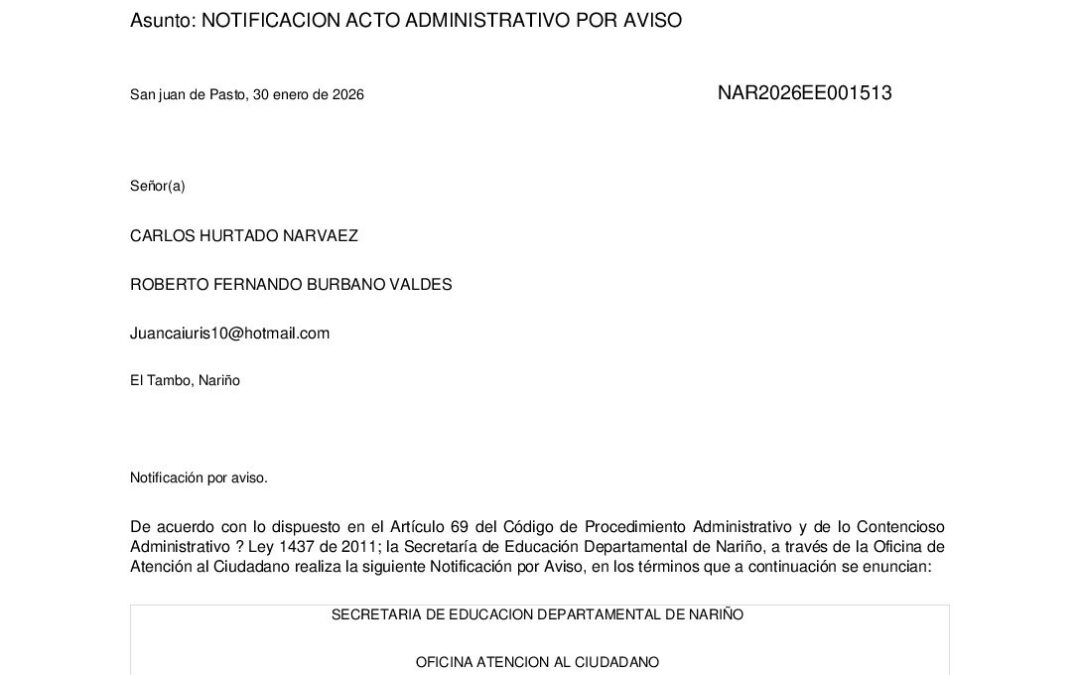 NOTIFICACION POR AVISO RESOL 224 22 EN 2026
