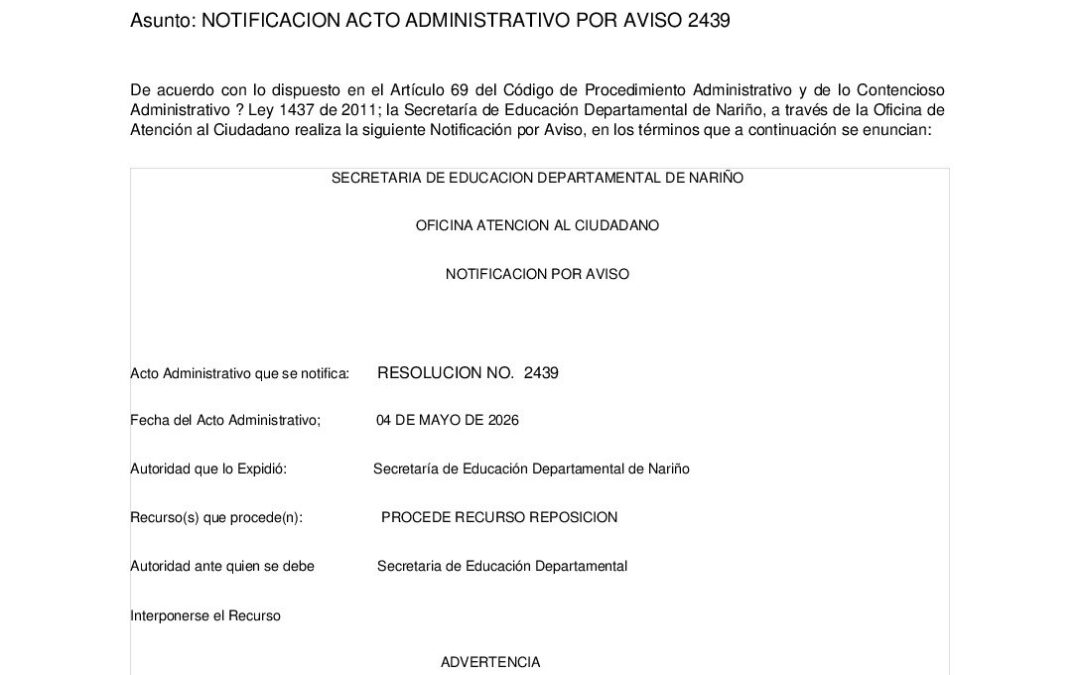 NOTIFICACION POR AVISO RESOL 2439 2026
