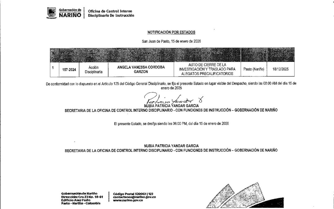 NOTIFICACION POR ESTADOS EXP. 157-2024