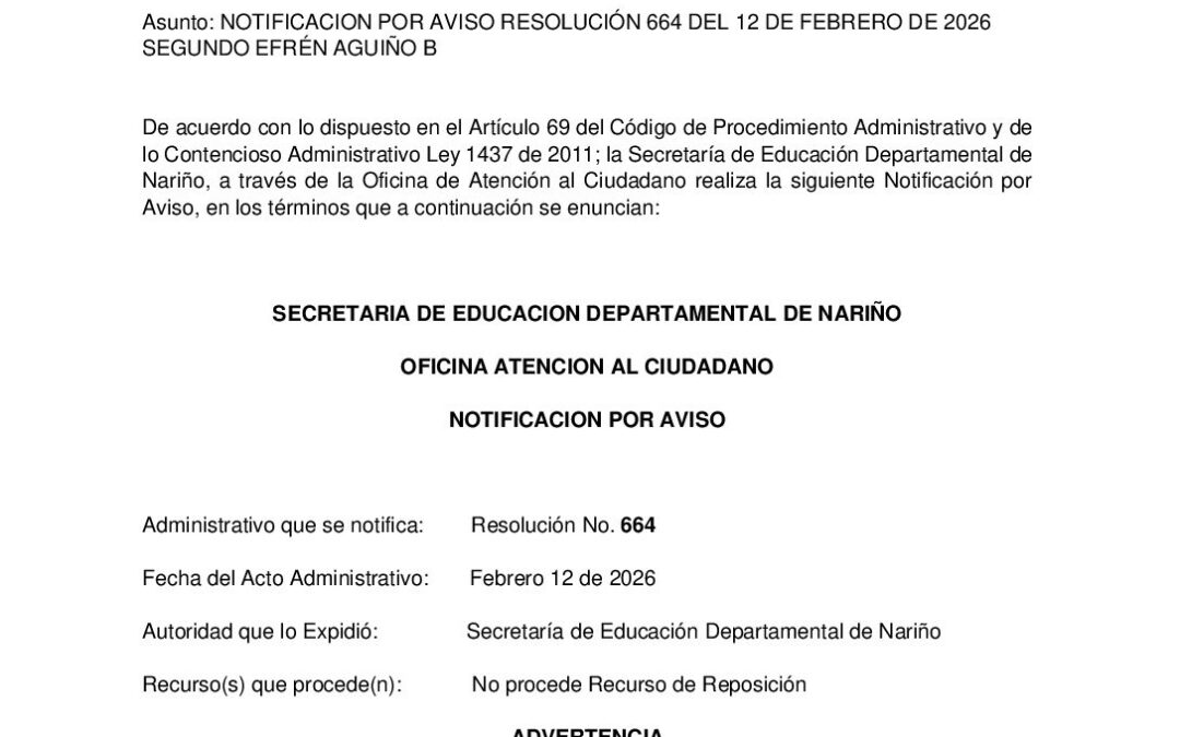 Notificacion por aviso 664