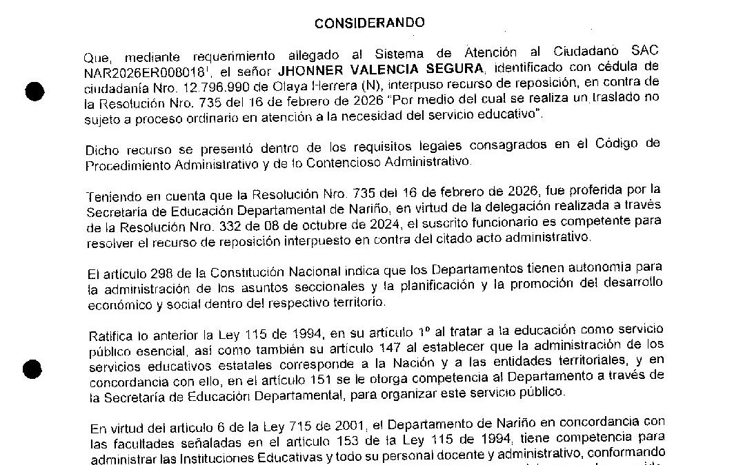 RESOLUCION 1364 12 MARZO 2026