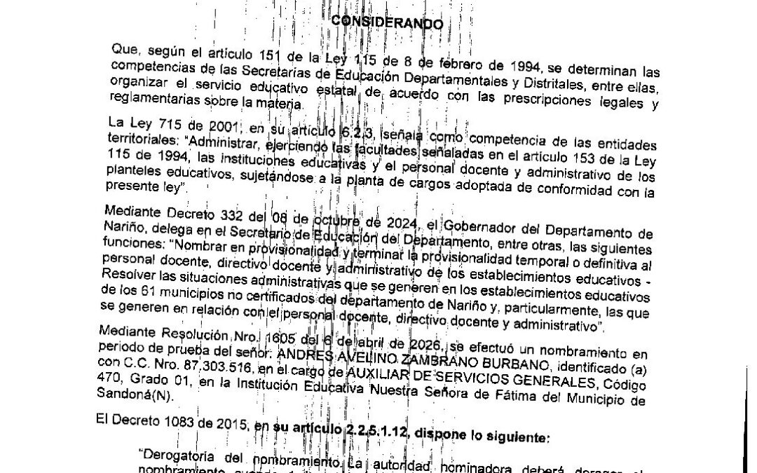 RESOLUCION 2322 27 ABR 2026