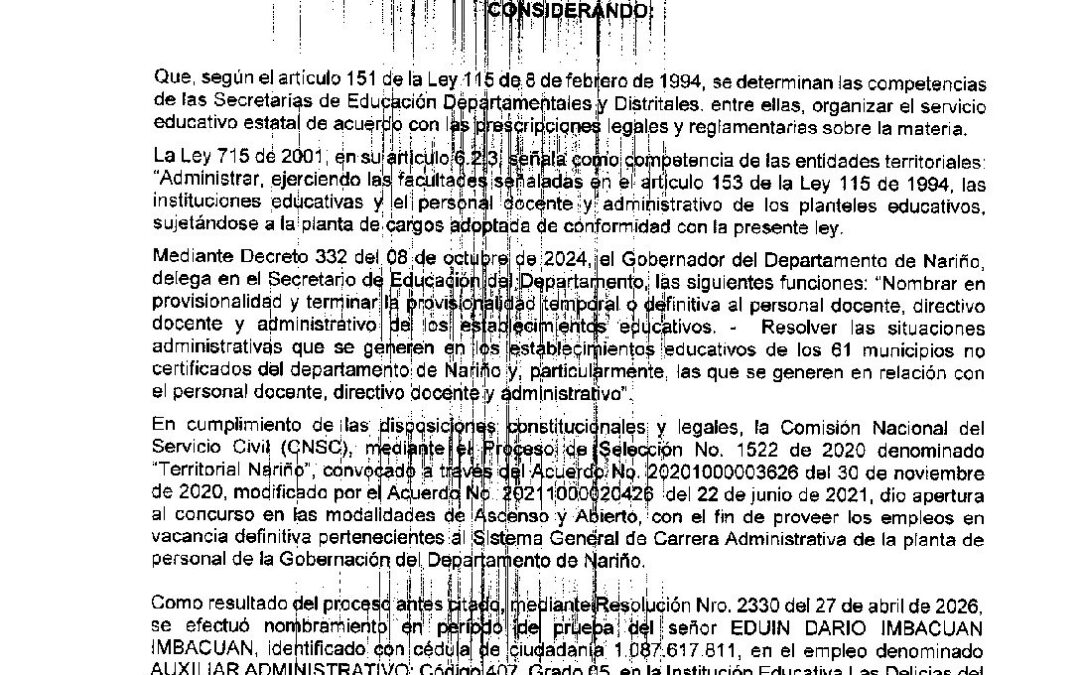 RESOLUCION 2694 15 MY 2026