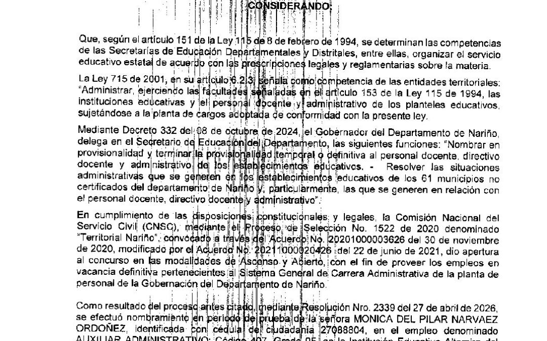 RESOLUCION 2696 15 MY 2026