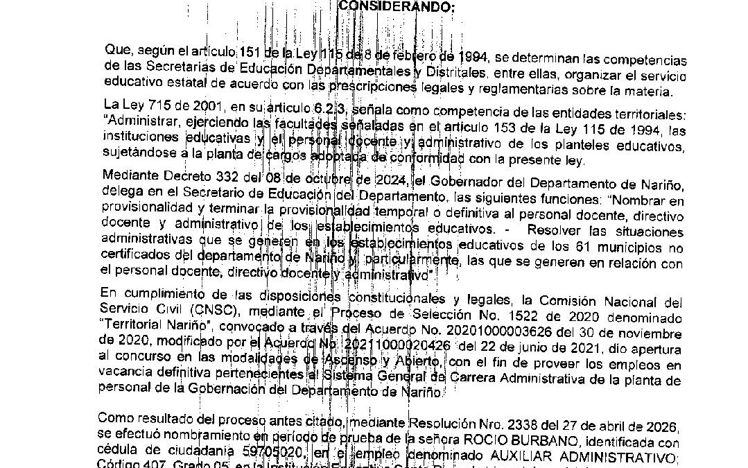 RESOLUCION 2698 15 MY 2026