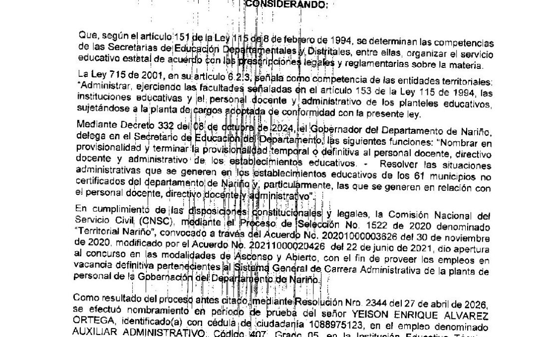 RESOLUCION 2700 15 MY 2026