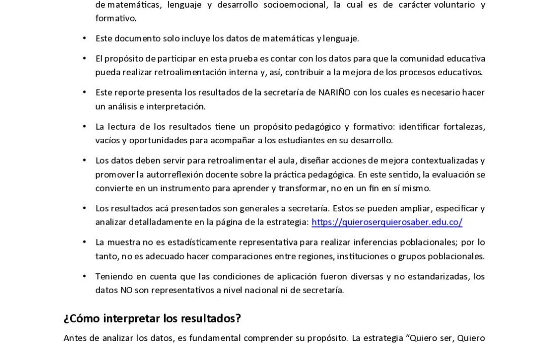 Reporte Quiero ser, Quiero saber (1)