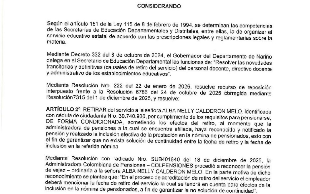 Resolución No. 369 ALBA NELLY CALDERON MELO