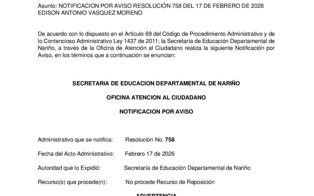 Resolucion No. 758 Notificacion