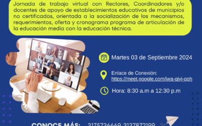 Convocatoria reunión virtual Programa Articulación con la Educación Media