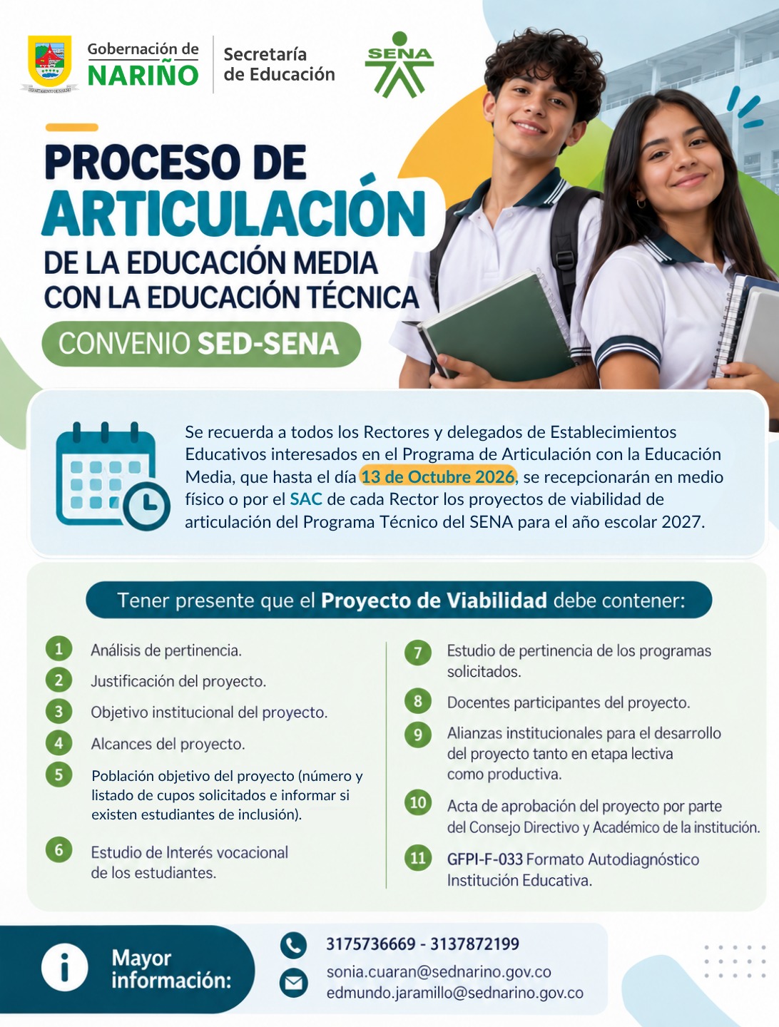 Proyectos de Articulación SENA – Año Escolar 2027